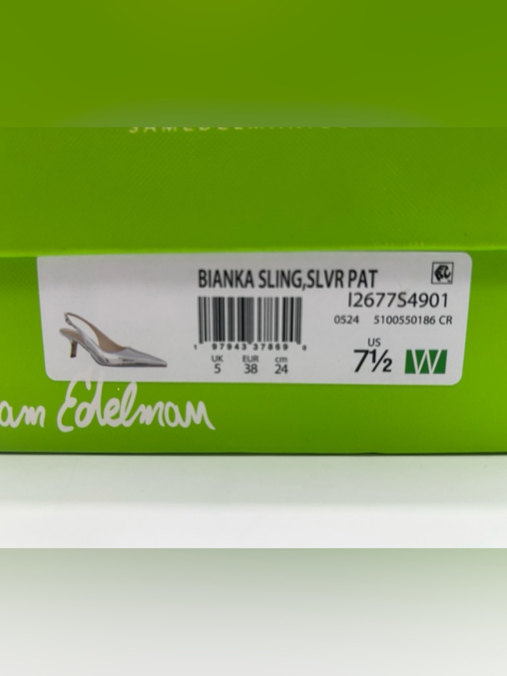 Sam Edelman Bianka Silver Slingback Heels Patent Pointed Toe Kitten Heel 7.5W - Picture 11 of 13